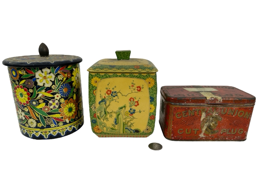 Set Of Three Vintage Tin Litho Boxes [Photo 1]
