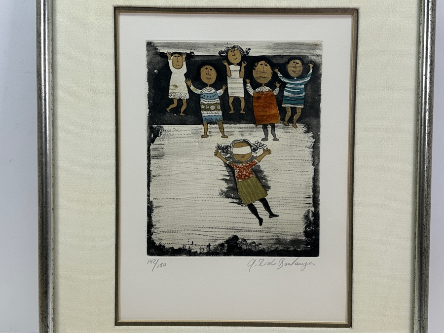 Graciela Rodo Boulanger (B. 1935, Bolivia) Hand Signed Limited Edition Color Lithograph From The Jeux D'Enfants (Children's Games) Suite Numbered 142 Of 150 - 8 X 9.5 Professionally Framed 17.5 X 22 [Photo 3]