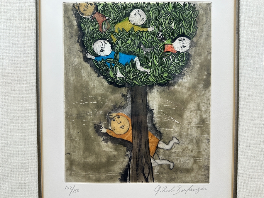 Graciela Rodo Boulanger (B. 1935, Bolivia) Hand Signed Limited Edition Color Lithograph From The Jeux D'Enfants (Children's Games) Suite Numbered 142 Of 150 - 8 X 9.5 Professionally Framed 17.5 X 22 [Photo 3]