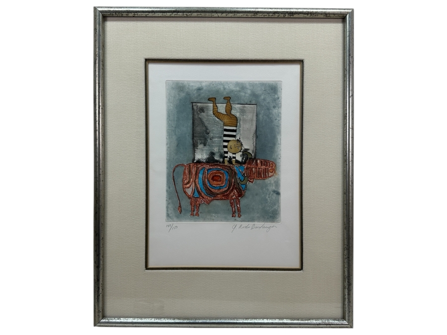 Graciela Rodo Boulanger (B. 1935, Bolivia) Hand Signed Limited Edition Color Lithograph From The Jeux D'Enfants (Children's Games) Suite Numbered 142 Of 150 - 8 X 9.5 Professionally Framed 17.5 X 22	 [Photo 2]