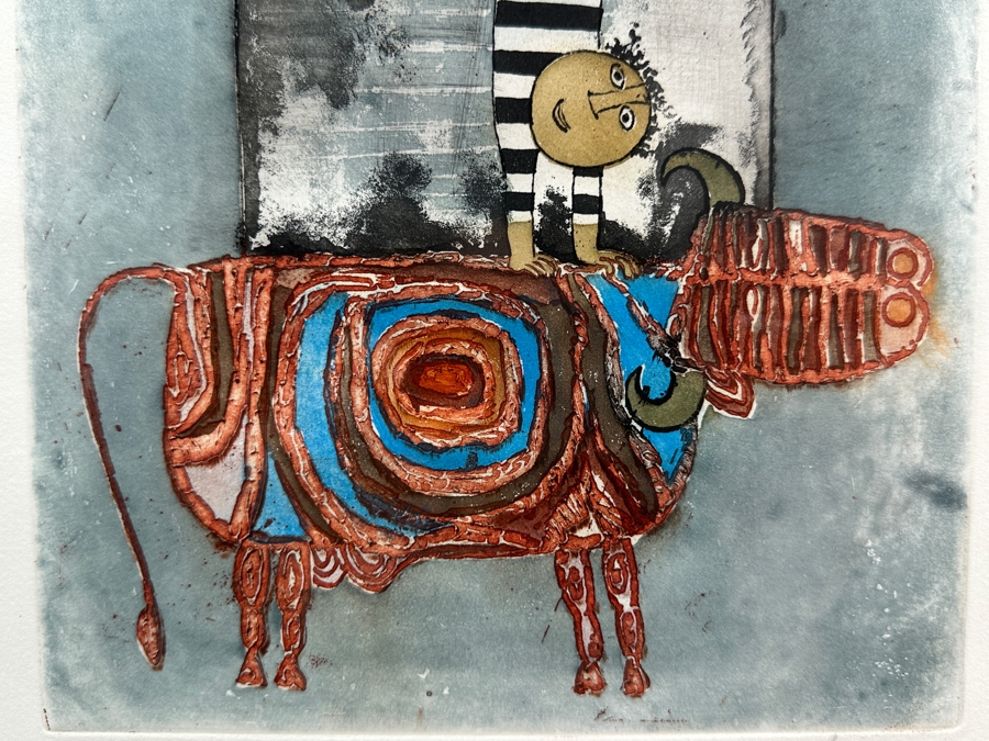 Graciela Rodo Boulanger (B. 1935, Bolivia) Hand Signed Limited Edition Color Lithograph From The Jeux D'Enfants (Children's Games) Suite Numbered 142 Of 150 - 8 X 9.5 Professionally Framed 17.5 X 22	 [Photo 6]