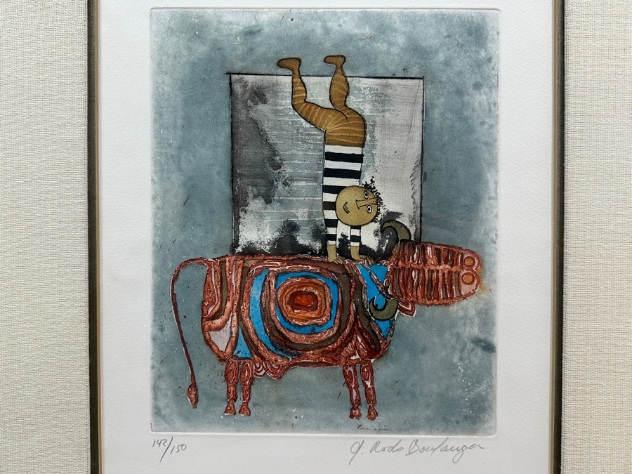 Graciela Rodo Boulanger (B. 1935, Bolivia) Hand Signed Limited Edition Color Lithograph From The Jeux D'Enfants (Children's Games) Suite Numbered 142 Of 150 - 8 X 9.5 Professionally Framed 17.5 X 22	 [Photo 1]