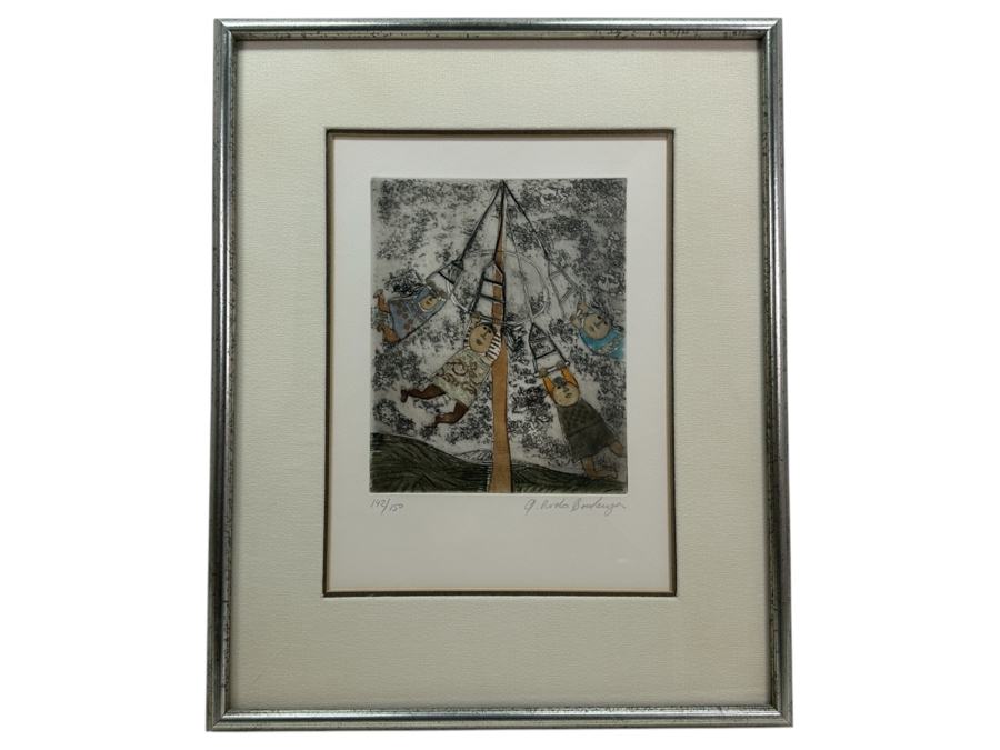 Graciela Rodo Boulanger (B. 1935, Bolivia) Hand Signed Limited Edition Color Lithograph From The Jeux D'Enfants (Children's Games) Suite Numbered 142 Of 150 - 8 X 9.5 Professionally Framed 17.5 X 22	 [Photo 2]