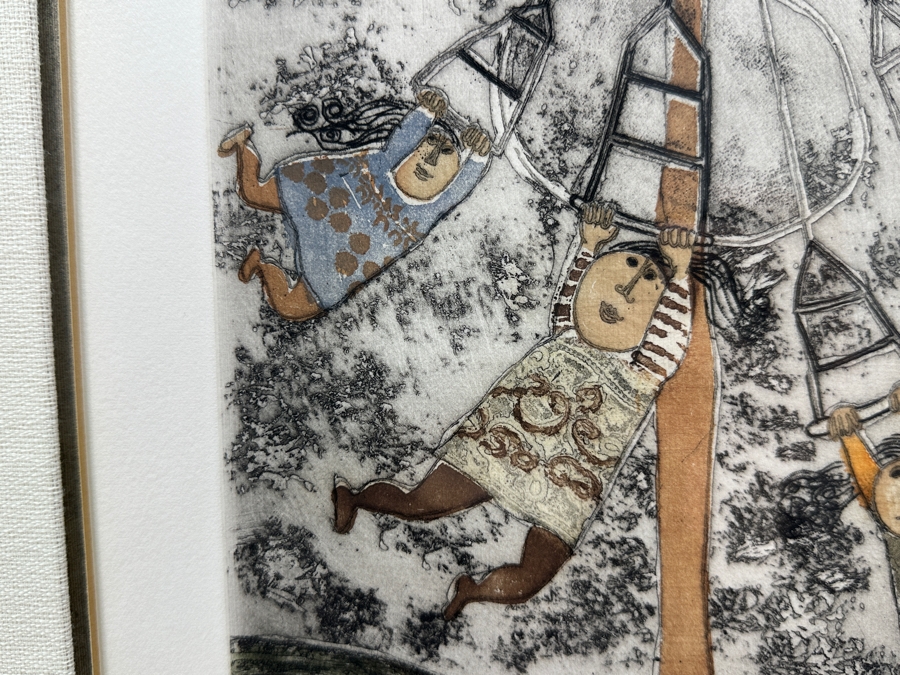 Graciela Rodo Boulanger (B. 1935, Bolivia) Hand Signed Limited Edition Color Lithograph From The Jeux D'Enfants (Children's Games) Suite Numbered 142 Of 150 - 8 X 9.5 Professionally Framed 17.5 X 22	 [Photo 5]