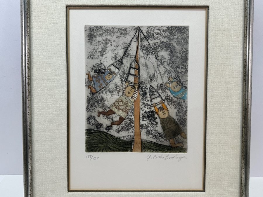 Graciela Rodo Boulanger (B. 1935, Bolivia) Hand Signed Limited Edition Color Lithograph From The Jeux D'Enfants (Children's Games) Suite Numbered 142 Of 150 - 8 X 9.5 Professionally Framed 17.5 X 22	 [Photo 4]