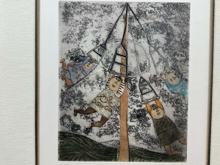 Graciela Rodo Boulanger (B. 1935, Bolivia) Hand Signed Limited Edition Color Lithograph From The Jeux D'Enfants (Children's Games) Suite Numbered 142 Of 150 - 8 X 9.5 Professionally Framed 17.5 X 22	 [Photo 7]