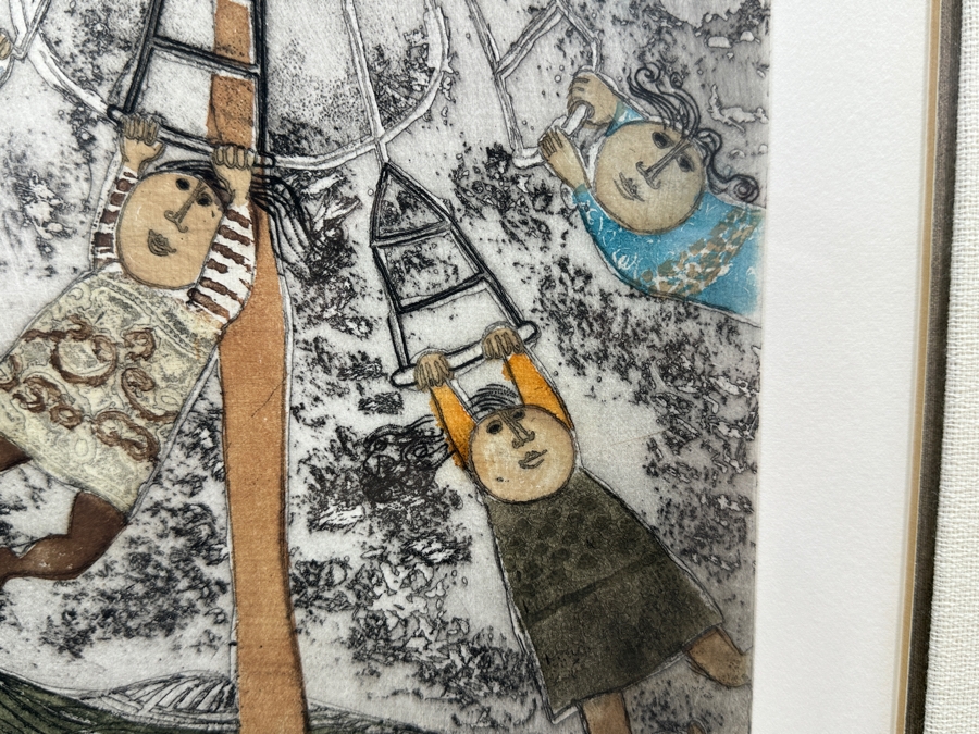Graciela Rodo Boulanger (B. 1935, Bolivia) Hand Signed Limited Edition Color Lithograph From The Jeux D'Enfants (Children's Games) Suite Numbered 142 Of 150 - 8 X 9.5 Professionally Framed 17.5 X 22	 [Photo 6]