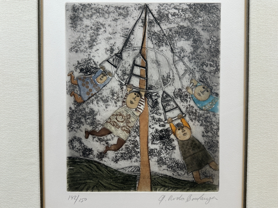 Graciela Rodo Boulanger (B. 1935, Bolivia) Hand Signed Limited Edition Color Lithograph From The Jeux D'Enfants (Children's Games) Suite Numbered 142 Of 150 - 8 X 9.5 Professionally Framed 17.5 X 22	 [Photo 3]