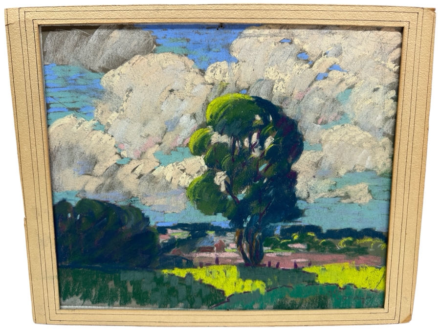 Lawrence McConaha (1894-1962, Indiana) Original Landscape Pastel Drawing 11.5 X 10 [Photo 2]