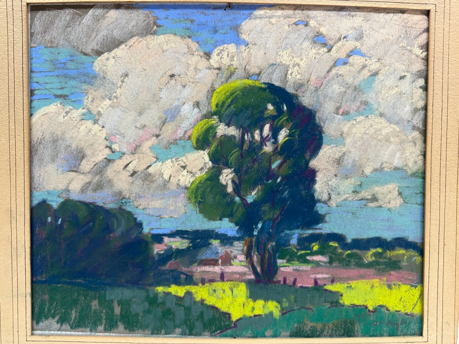 Lawrence McConaha (1894-1962, Indiana) Original Landscape Pastel Drawing 11.5 X 10 [Photo 1]