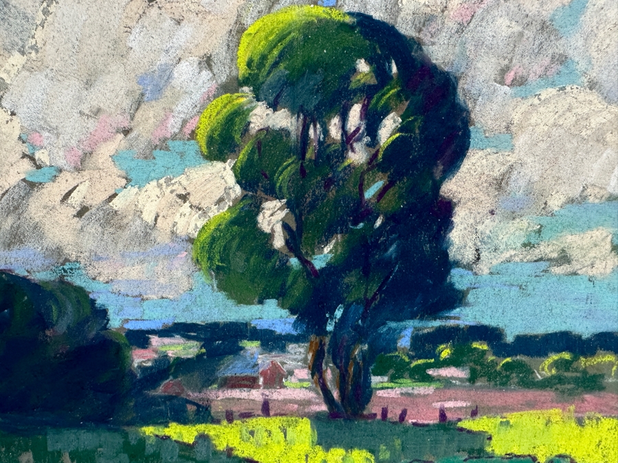 Lawrence McConaha (1894-1962, Indiana) Original Landscape Pastel Drawing 11.5 X 10 [Photo 3]