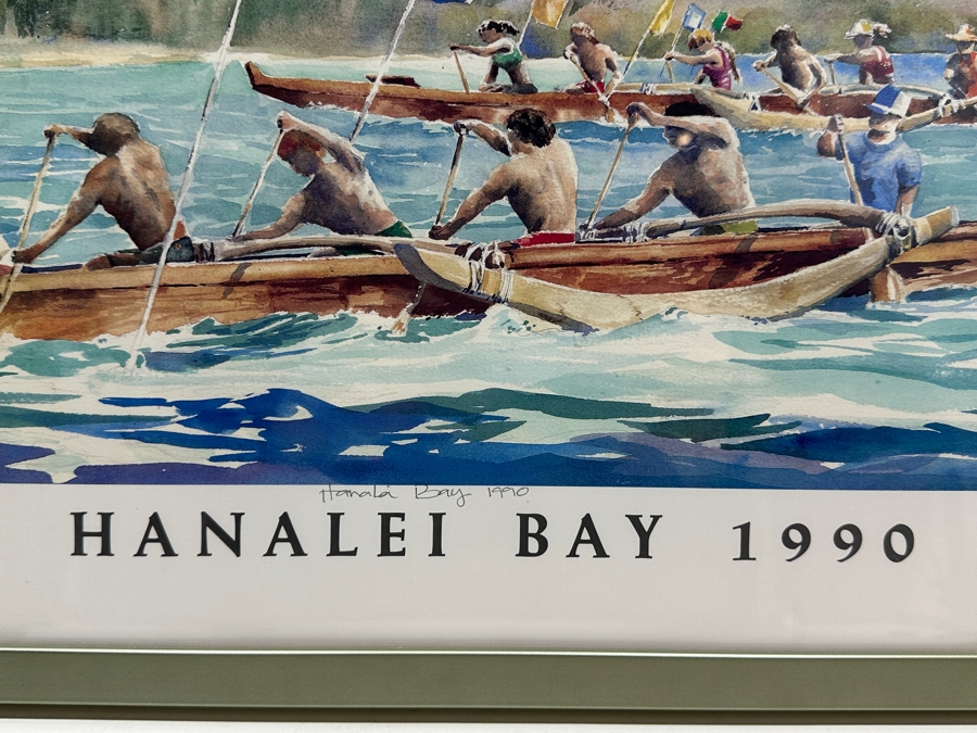 Hand Signed Patrice Pendarvis Hawaiian Print Titled 'Hanalei Bay 1990' Framed 27 X 20.5 [Photo 7]