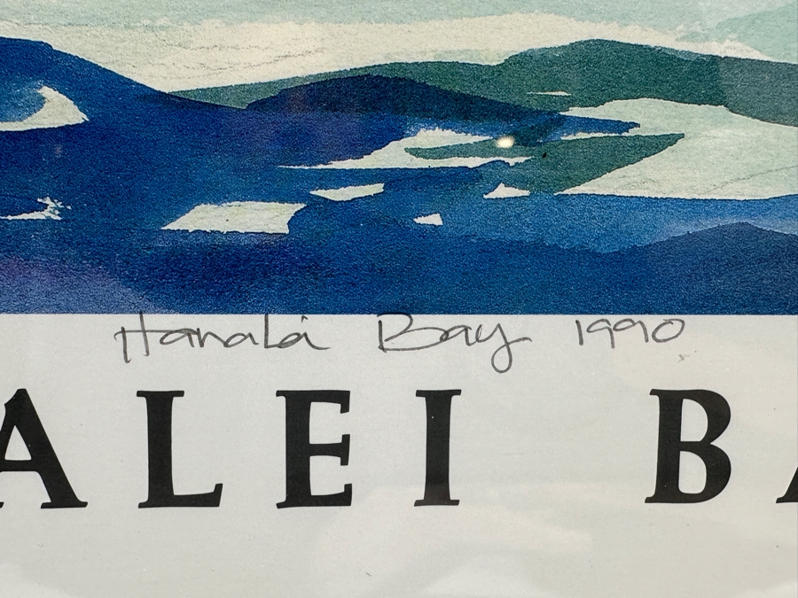Hand Signed Patrice Pendarvis Hawaiian Print Titled 'Hanalei Bay 1990' Framed 27 X 20.5 [Photo 6]