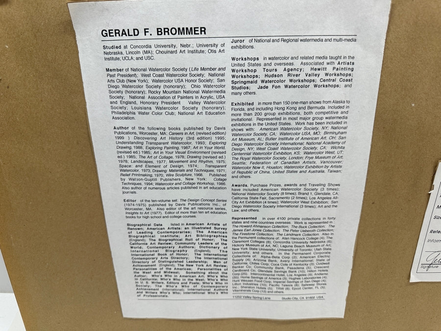 Gerald F. Brommer (B. 1927, California/Hawaii) Original Mixed-Media Collage, Watercolor, Gouache Painting Titled 'Maui Cottage In Lahaina Area' Dated 1999 11 X 15 Professionally Framed 24 X 20.5 [Photo 16]