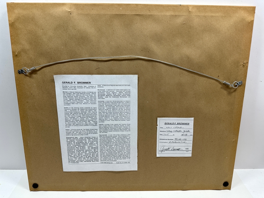 Gerald F. Brommer (B. 1927, California/Hawaii) Original Mixed-Media Collage, Watercolor, Gouache Painting Titled 'Maui Cottage In Lahaina Area' Dated 1999 11 X 15 Professionally Framed 24 X 20.5 [Photo 14]