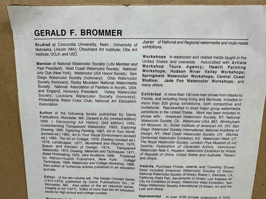 Gerald F. Brommer (B. 1927, California/Hawaii) Original Mixed-Media Collage, Watercolor, Gouache Painting Titled 'Maui Cottage In Lahaina Area' Dated 1999 11 X 15 Professionally Framed 24 X 20.5 [Photo 17]