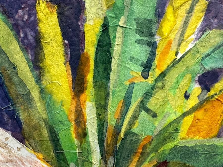 Gerald F. Brommer (B. 1927, California/Hawaii) Original Mixed-Media Collage, Watercolor, Gouache Painting Titled 'Maui Cottage In Lahaina Area' Dated 1999 11 X 15 Professionally Framed 24 X 20.5 [Photo 9]