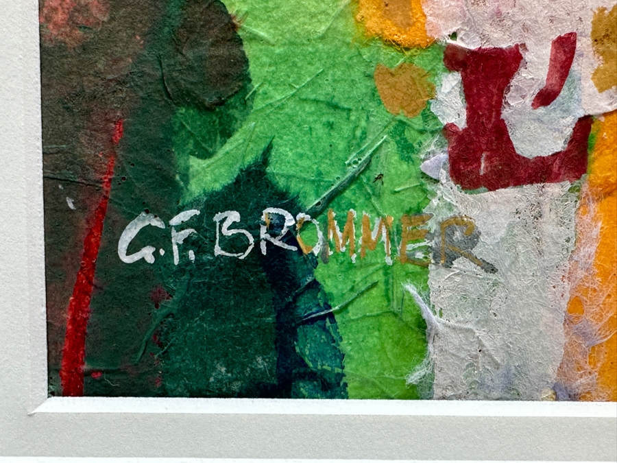 Gerald F. Brommer (B. 1927, California/Hawaii) Original Mixed-Media Collage, Watercolor, Gouache Painting Titled 'Maui Cottage In Lahaina Area' Dated 1999 11 X 15 Professionally Framed 24 X 20.5 [Photo 6]