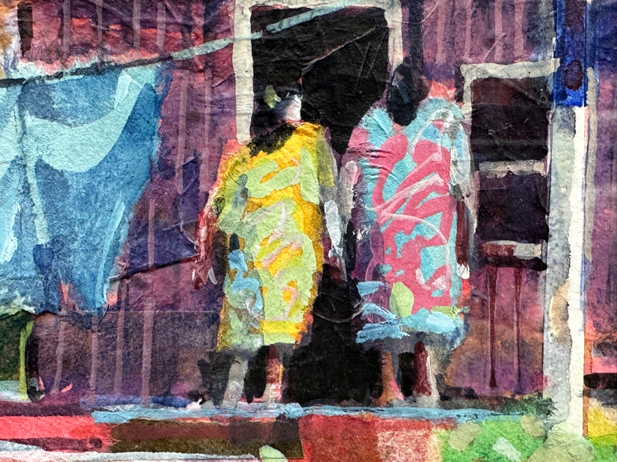 Gerald F. Brommer (B. 1927, California/Hawaii) Original Mixed-Media Collage, Watercolor, Gouache Painting Titled 'Maui Cottage In Lahaina Area' Dated 1999 11 X 15 Professionally Framed 24 X 20.5 [Photo 8]