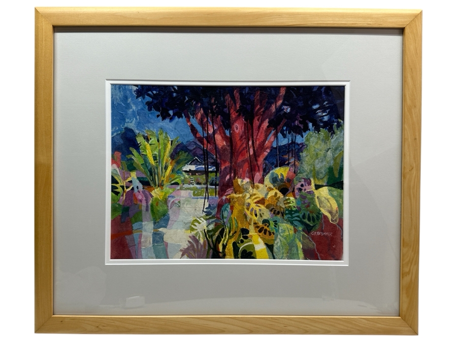 Gerald F. Brommer (B. 1927, California/Hawaii) Original Mixed-Media Collage, Watercolor, Gouache Painting Titled 'Maui Impression' Dated 1999 11 X 15 Professionally Framed 24 X 20.5 [Photo 2]