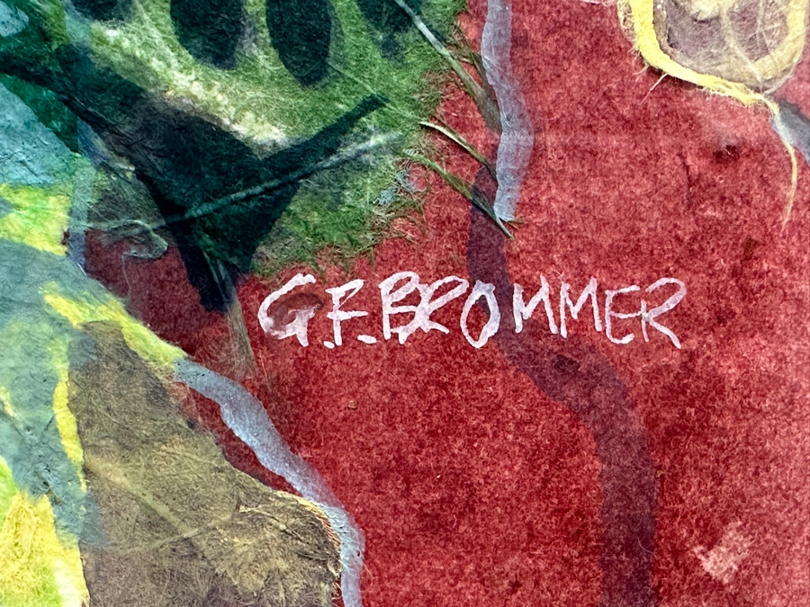 Gerald F. Brommer (B. 1927, California/Hawaii) Original Mixed-Media Collage, Watercolor, Gouache Painting Titled 'Maui Impression' Dated 1999 11 X 15 Professionally Framed 24 X 20.5 [Photo 5]