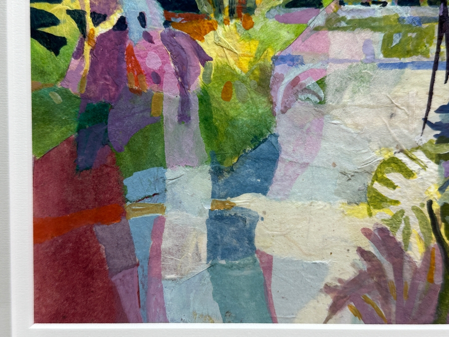 Gerald F. Brommer (B. 1927, California/Hawaii) Original Mixed-Media Collage, Watercolor, Gouache Painting Titled 'Maui Impression' Dated 1999 11 X 15 Professionally Framed 24 X 20.5 [Photo 6]