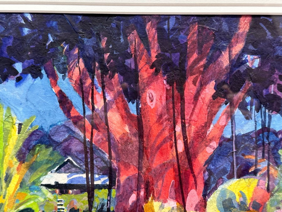 Gerald F. Brommer (B. 1927, California/Hawaii) Original Mixed-Media Collage, Watercolor, Gouache Painting Titled 'Maui Impression' Dated 1999 11 X 15 Professionally Framed 24 X 20.5 [Photo 4]