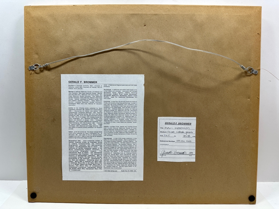 Gerald F. Brommer (B. 1927, California/Hawaii) Original Mixed-Media Collage, Watercolor, Gouache Painting Titled 'Maui Impression' Dated 1999 11 X 15 Professionally Framed 24 X 20.5 [Photo 10]