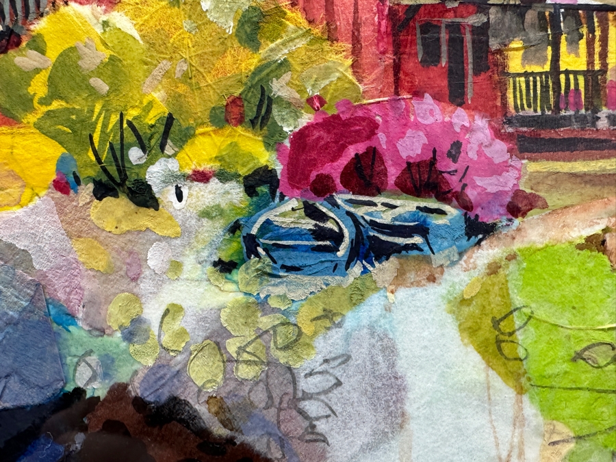 Gerald F. Brommer (B. 1927, California/Hawaii) Original Mixed-Media Collage, Watercolor, Gouache Painting Titled 'Kona Cottage On West Coast Of Da Big Island Of Hawaii' Dated 1999 11 X 15 Professionally Framed 24 X 20.5 [Photo 5]