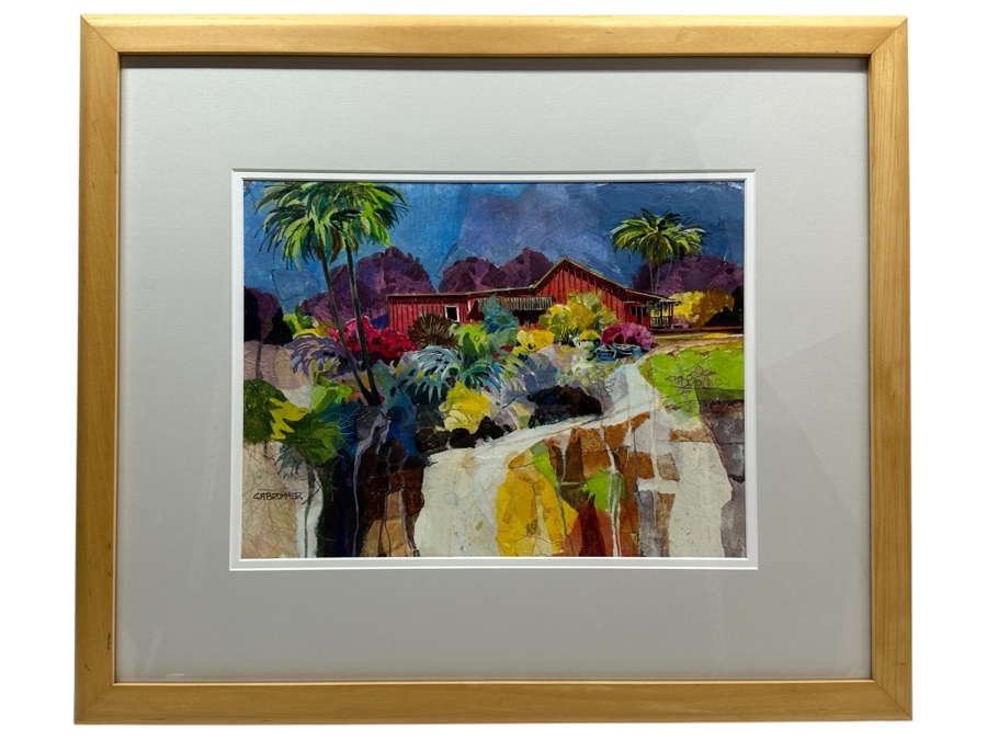 Gerald F. Brommer (B. 1927, California/Hawaii) Original Mixed-Media Collage, Watercolor, Gouache Painting Titled 'Kona Cottage On West Coast Of Da Big Island Of Hawaii' Dated 1999 11 X 15 Professionally Framed 24 X 20.5 [Photo 2]