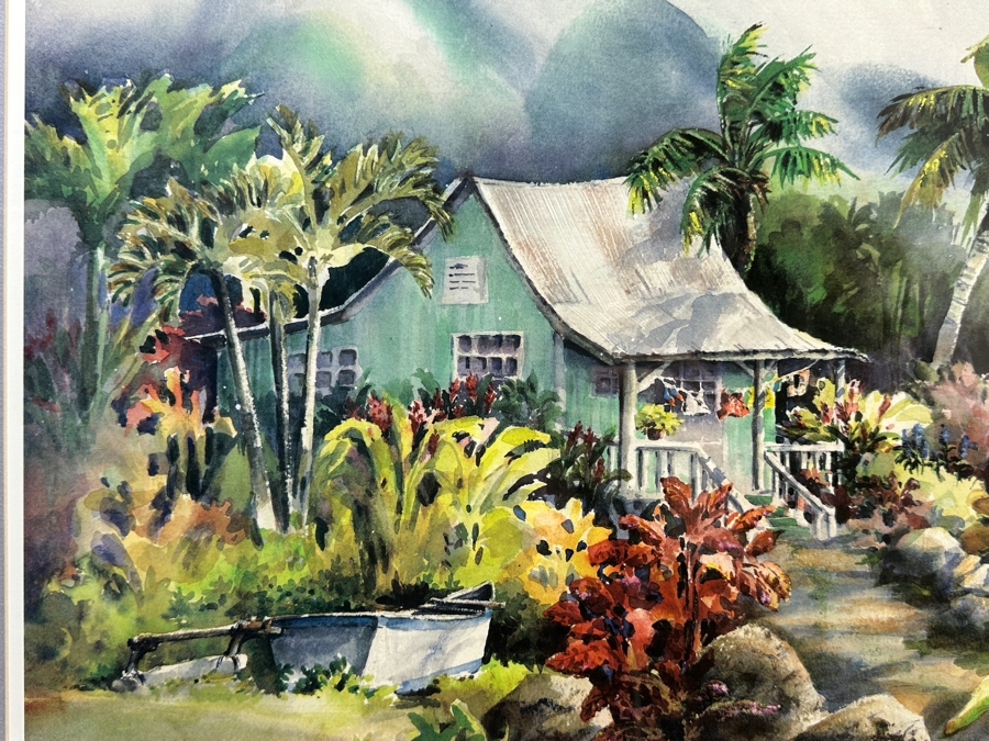 Hand Signed Patrice Pendarvis Hawaiian Print Titled 'Kanaka Homestead' Numbered 337 Of 350 Dated 1990 Framed 22 X 15.5 Framed 30.5 X 24 [Photo 3]