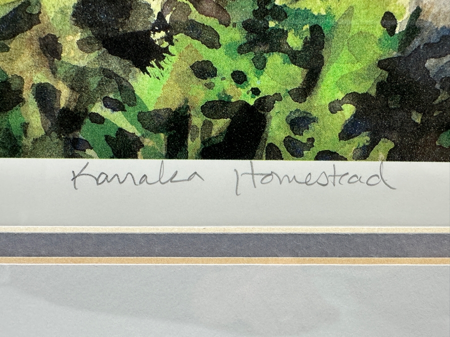 Hand Signed Patrice Pendarvis Hawaiian Print Titled 'Kanaka Homestead' Numbered 337 Of 350 Dated 1990 Framed 22 X 15.5 Framed 30.5 X 24 [Photo 5]