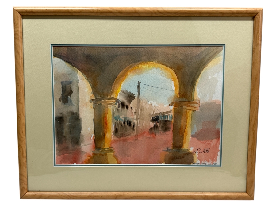 Original Abstract Watercolor Painting On Paper Signed J. S. Ahl 14 X 10 Framed 20 X 16 [Photo 2]