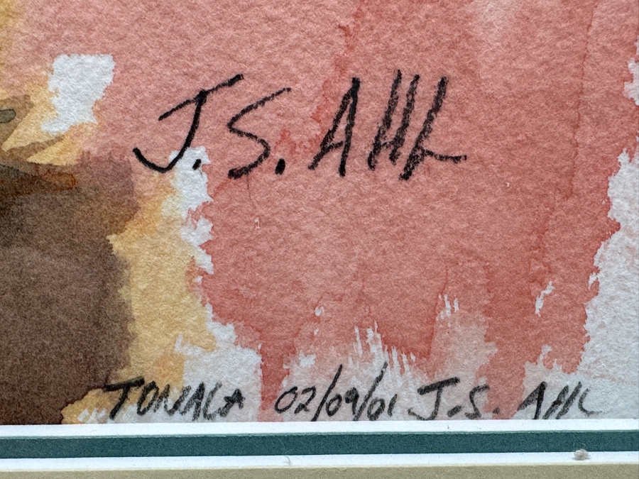 Original Abstract Watercolor Painting On Paper Signed J. S. Ahl 14 X 10 Framed 20 X 16 [Photo 7]