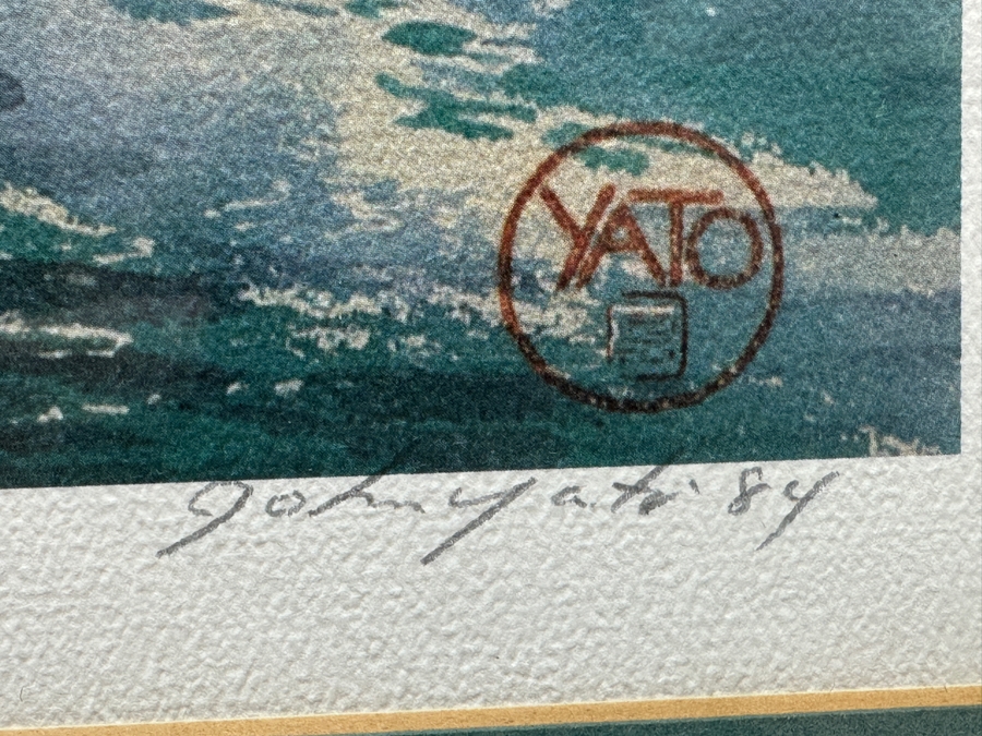 John Yato Hand Signed Limited Edition Print Titled 'La Jolla Cove, San Diego' Dated 1984 Numbered 215 Of 750 20 X 13 Framed 27.5 X 20.5 [Photo 7]