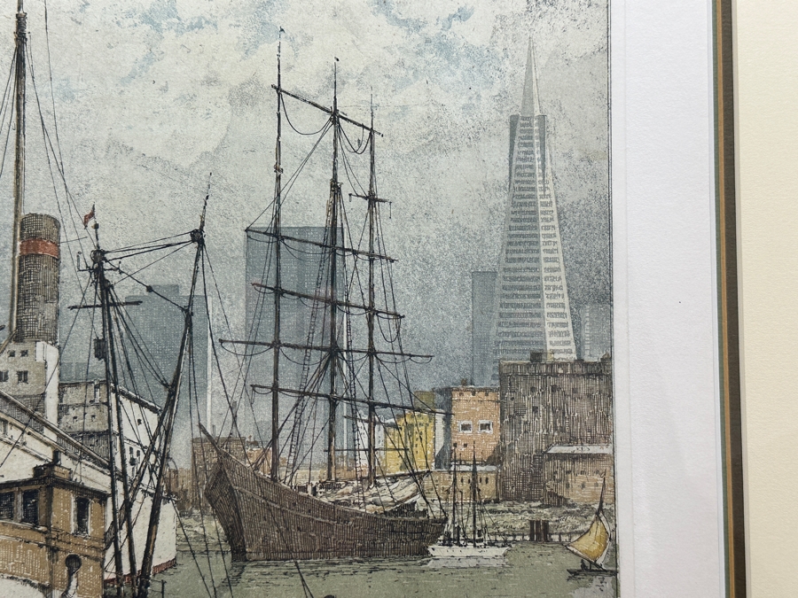 Josef Eidenberger (1899-1991, Austria) Hand Signed Color Etching Titled 'San Francisco Waterfront #199' 13 X 16.5 Framed 24 X 28 [Photo 7]