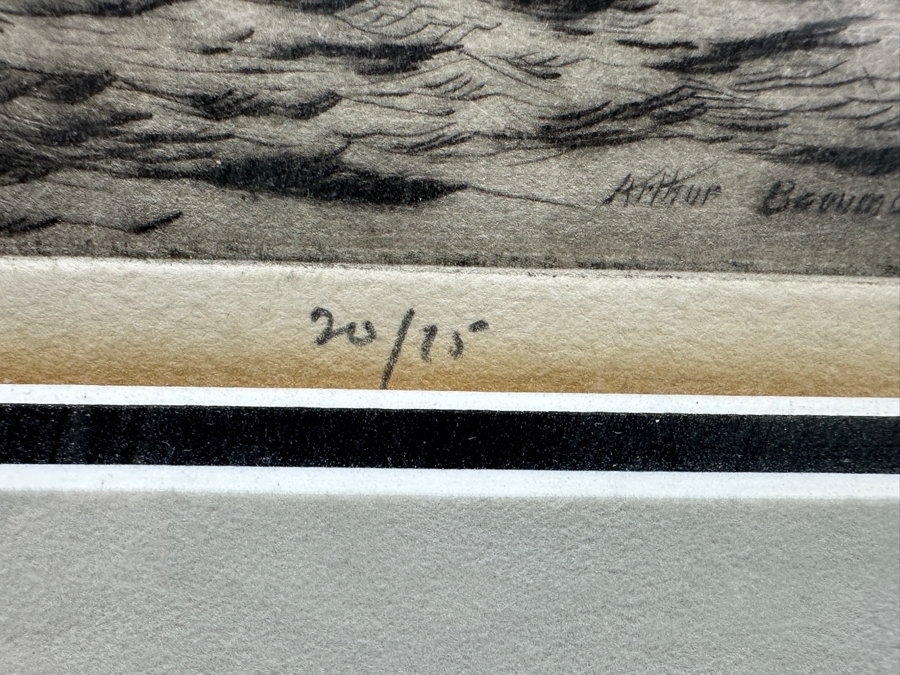 Arthur Beaumont (1890-1978, American) Hand Signed Etching Titled 'USS Arkansas' Dated 1932 Numbered 20 Of 75 - Arthur Was A Freelance Artist For The US Navy 6 X 6 Framed 12 X 12 [Photo 8]