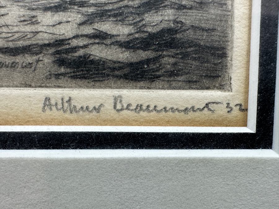 Arthur Beaumont (1890-1978, American) Hand Signed Etching Titled 'USS Arkansas' Dated 1932 Numbered 20 Of 75 - Arthur Was A Freelance Artist For The US Navy 6 X 6 Framed 12 X 12 [Photo 7]
