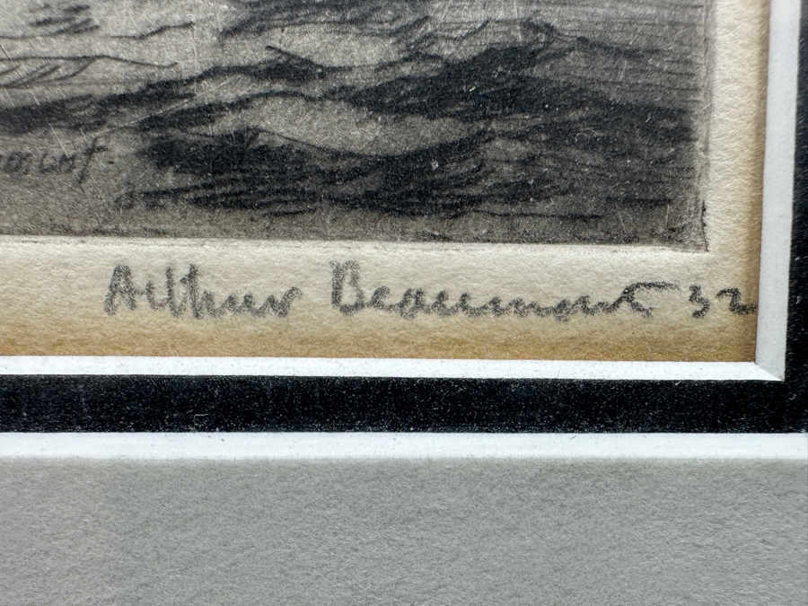 Arthur Beaumont (1890-1978, American) Hand Signed Etching Titled 'USS Arkansas' Dated 1932 Numbered 20 Of 75 - Arthur Was A Freelance Artist For The US Navy 6 X 6 Framed 12 X 12 [Photo 6]