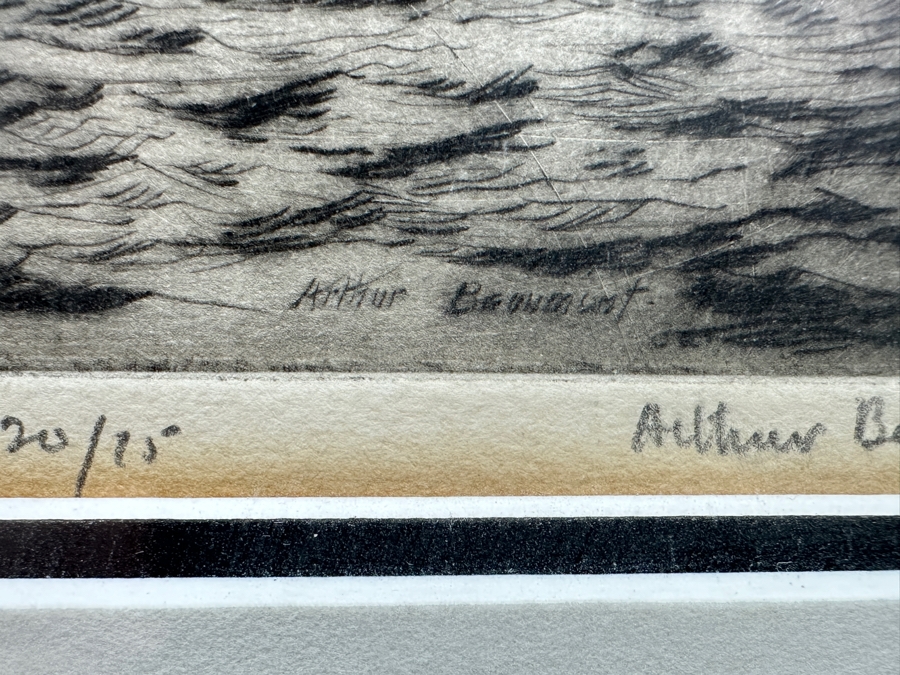 Arthur Beaumont (1890-1978, American) Hand Signed Etching Titled 'USS Arkansas' Dated 1932 Numbered 20 Of 75 - Arthur Was A Freelance Artist For The US Navy 6 X 6 Framed 12 X 12 [Photo 5]