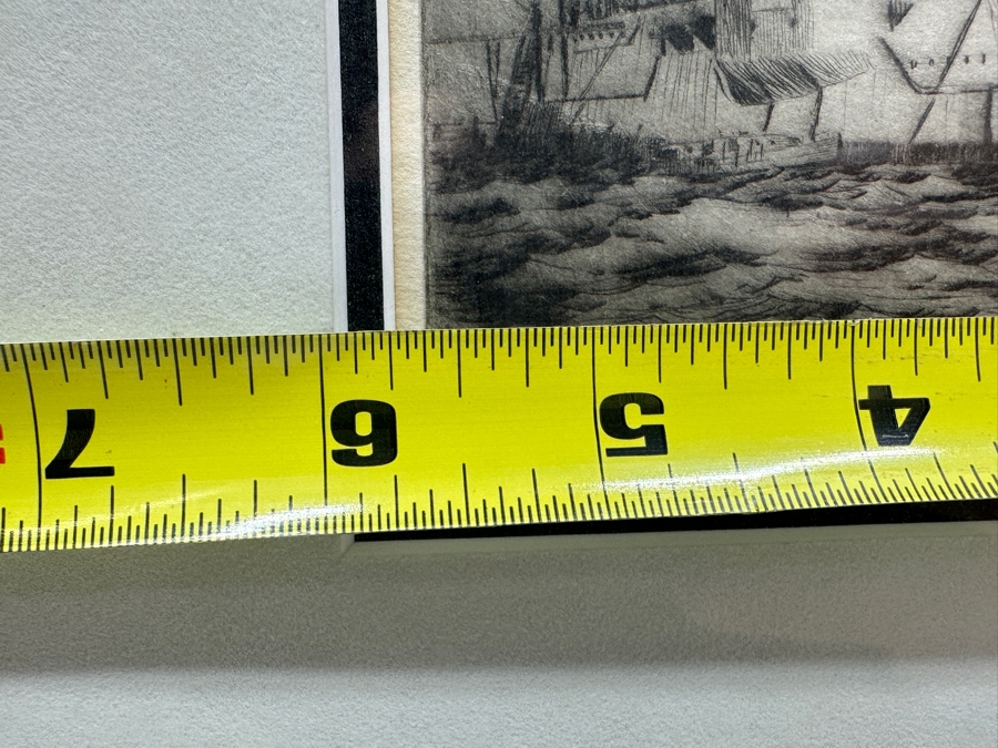 Arthur Beaumont (1890-1978, American) Hand Signed Etching Titled 'USS Arkansas' Dated 1932 Numbered 20 Of 75 - Arthur Was A Freelance Artist For The US Navy 6 X 6 Framed 12 X 12 [Photo 10]