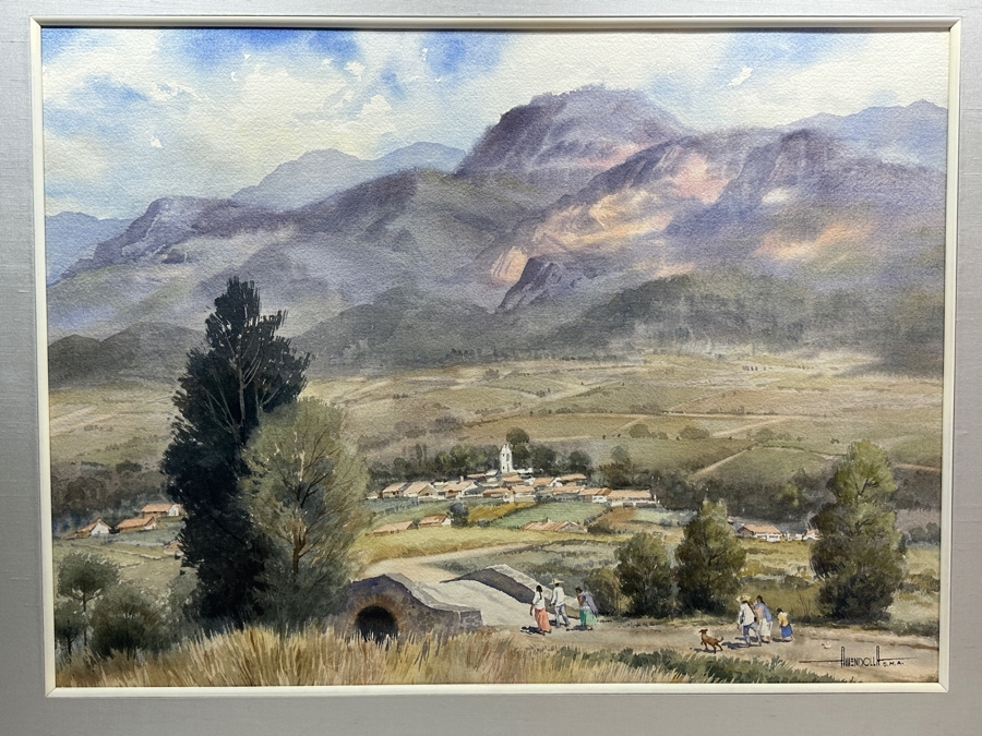 Luis Ricardo Amendolla Gasparo (1939-2000, Mexico) Original Watercolor Landscape Painting On Paper 29 X 21 Professionally Framed For $665 39 X 32 [Photo 1]