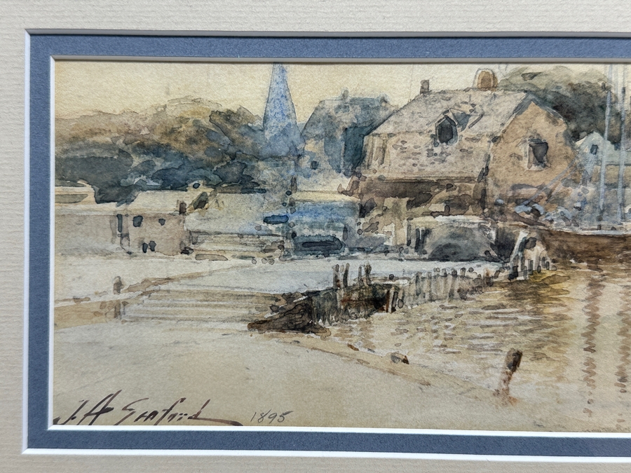 John Albert (J.A.) Seaford (1858-1936, American) Original Watercolor Painting On Paper Dat*ed 1895 19 X 4 Professionally Framed 26 X 11.5 [Photo 3]