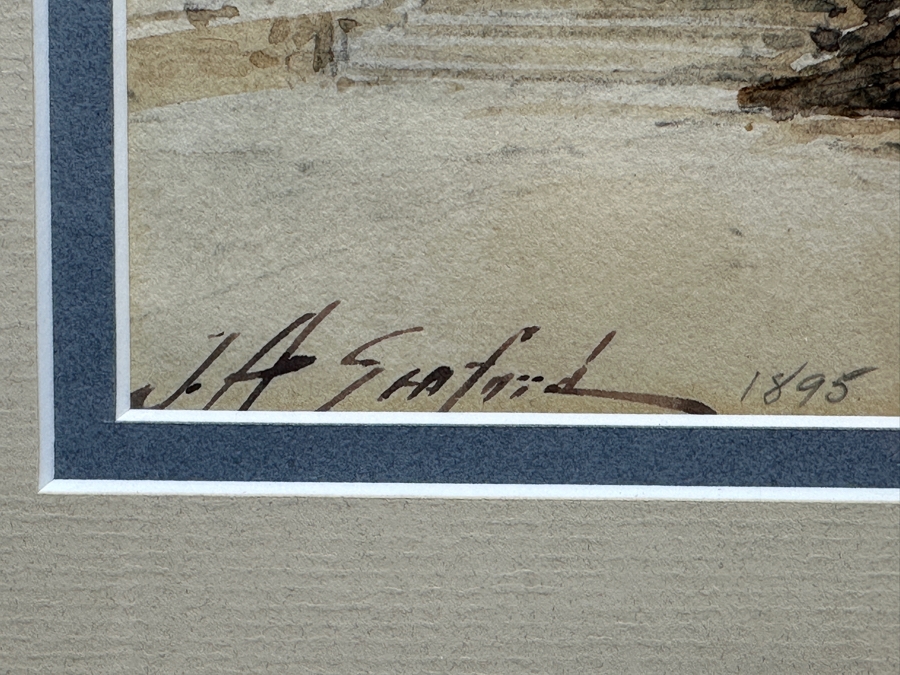 John Albert (J.A.) Seaford (1858-1936, American) Original Watercolor Painting On Paper Dat*ed 1895 19 X 4 Professionally Framed 26 X 11.5 [Photo 7]