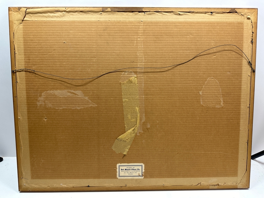 Original Unsigned Pastel Drawing On Paper Of Native Americans Rounding Up A Steer Labeled U.S. - Artist Unknown 23.5 X 16 Framed 29.5 X 22.5 [Photo 13]