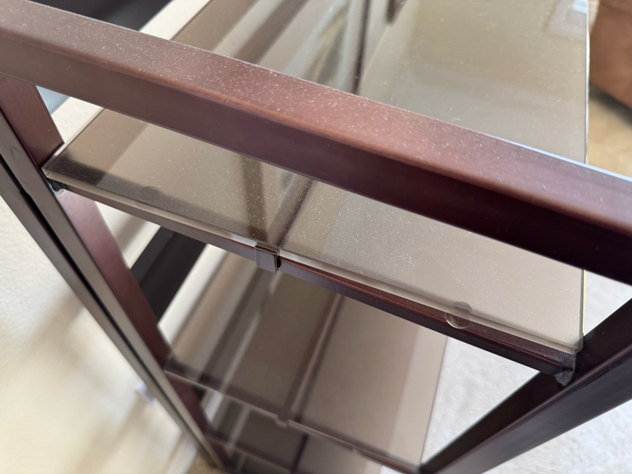 JUST ADDED LAST MINUTE - Pair Of Metal And Glass Bookcases Bookshelves [Photo 6]