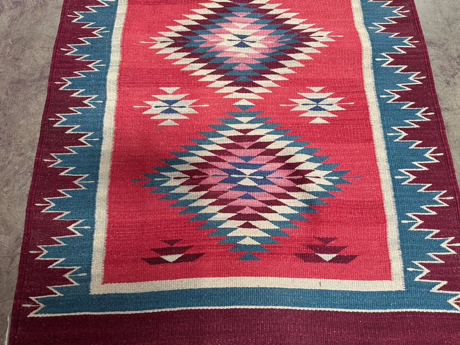 Southwestern Wool Navajo Aztec Rug 31 X 62 [Photo 3]
