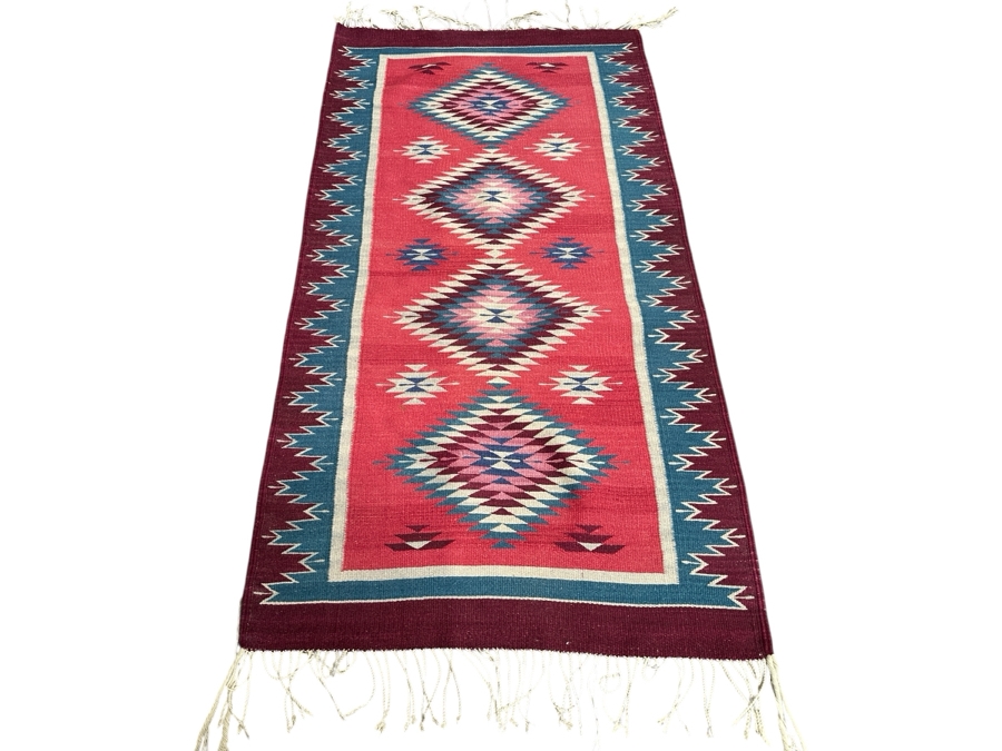 Southwestern Wool Navajo Aztec Rug 31 X 62 [Photo 1]
