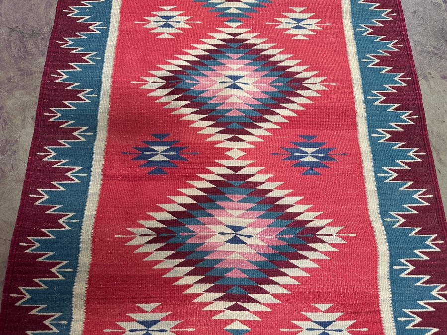 Southwestern Wool Navajo Aztec Rug 31 X 62 [Photo 5]