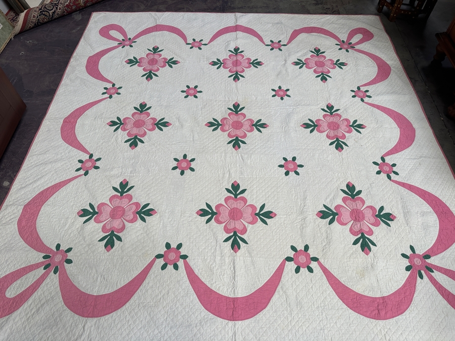 Vintage Handmade Quilt Signed And Dated 1929 88 X 95 [Photo 3]